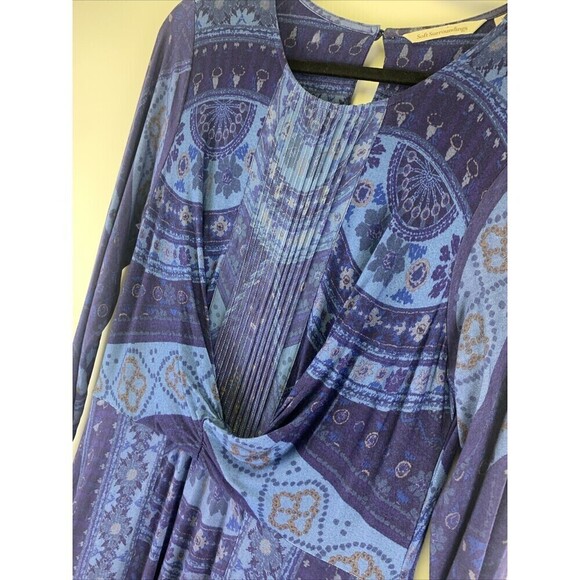 Soft Surroundings Sitarra Dress Aria Blue Long Sleeve Midi Stretch Womens Small - Picture 5 of 12